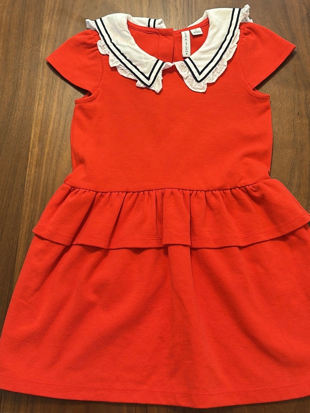 Janie and Jack Red Dress with White Sailor Collar
